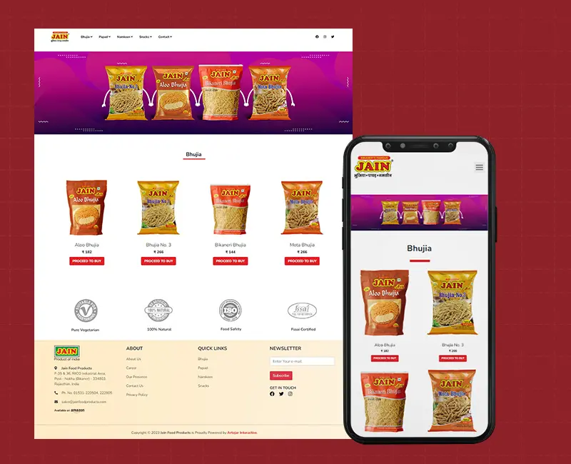 Jain Food Products Website Development